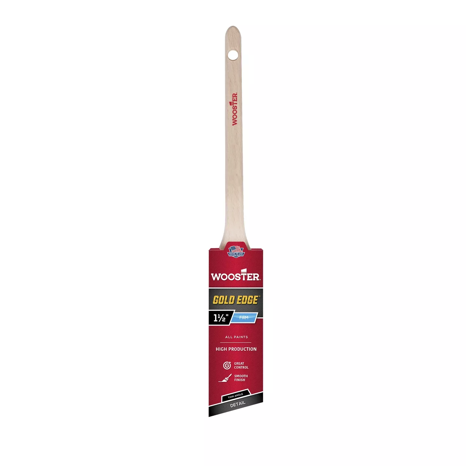 Gold Edge Paint Brush, Thin Angle Sash, White & Gold, 1.5-in.