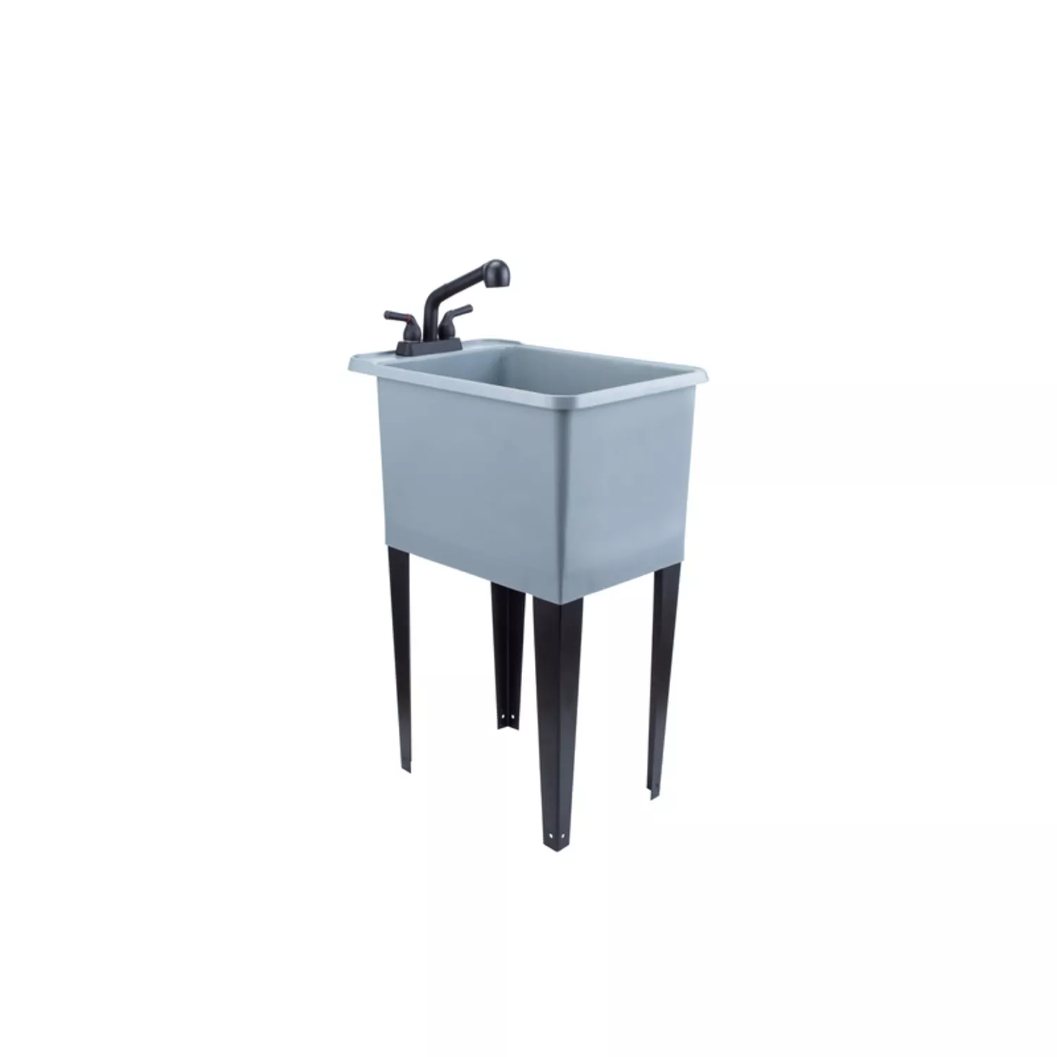 Gray/black Space-saving Laundry Utility Sink, Black Pull-out Faucet