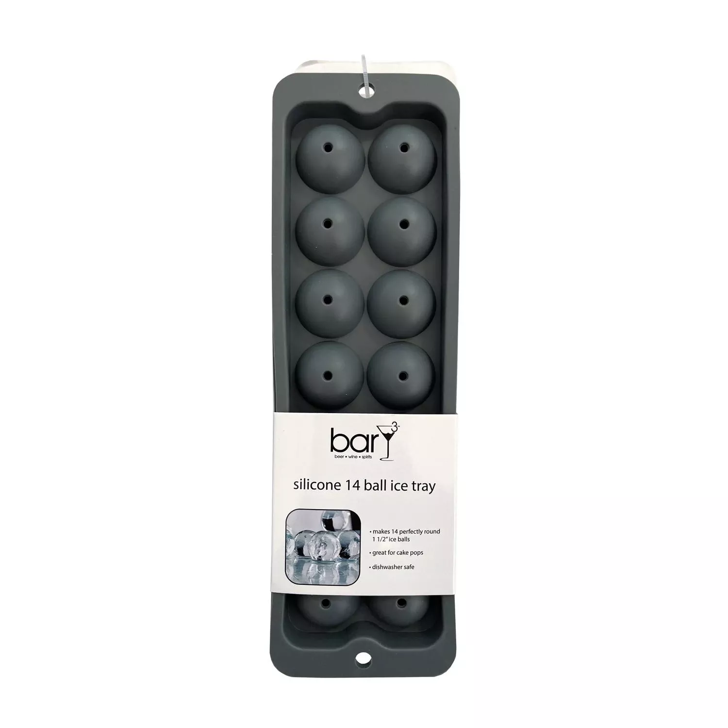 Gray Silicone Ice Tray - 14-ball Design, Microwave & Dishwasher Safe