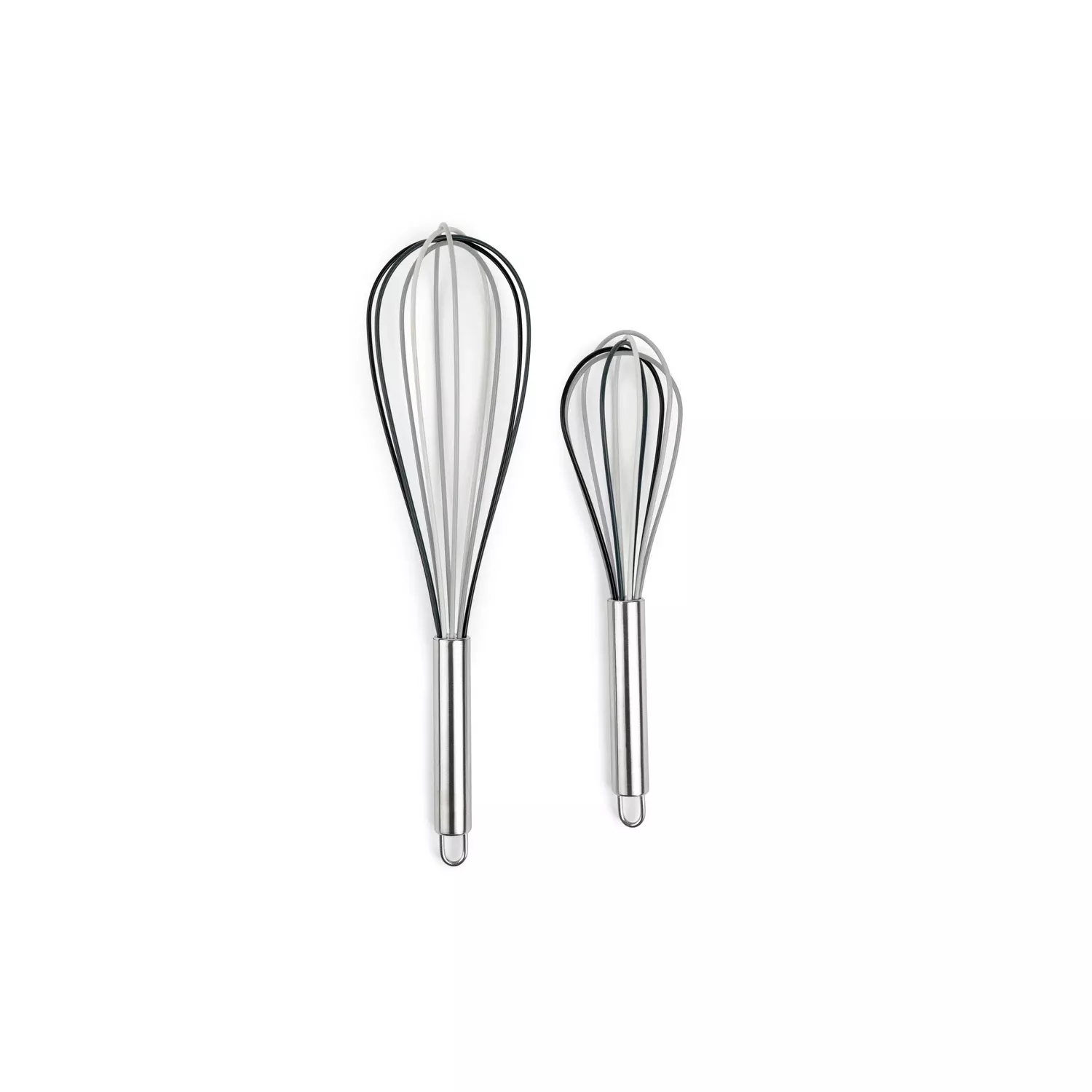 Gray Silicone And Stainless Steel Whisk Set - 2 Piece Kitchen Gadget