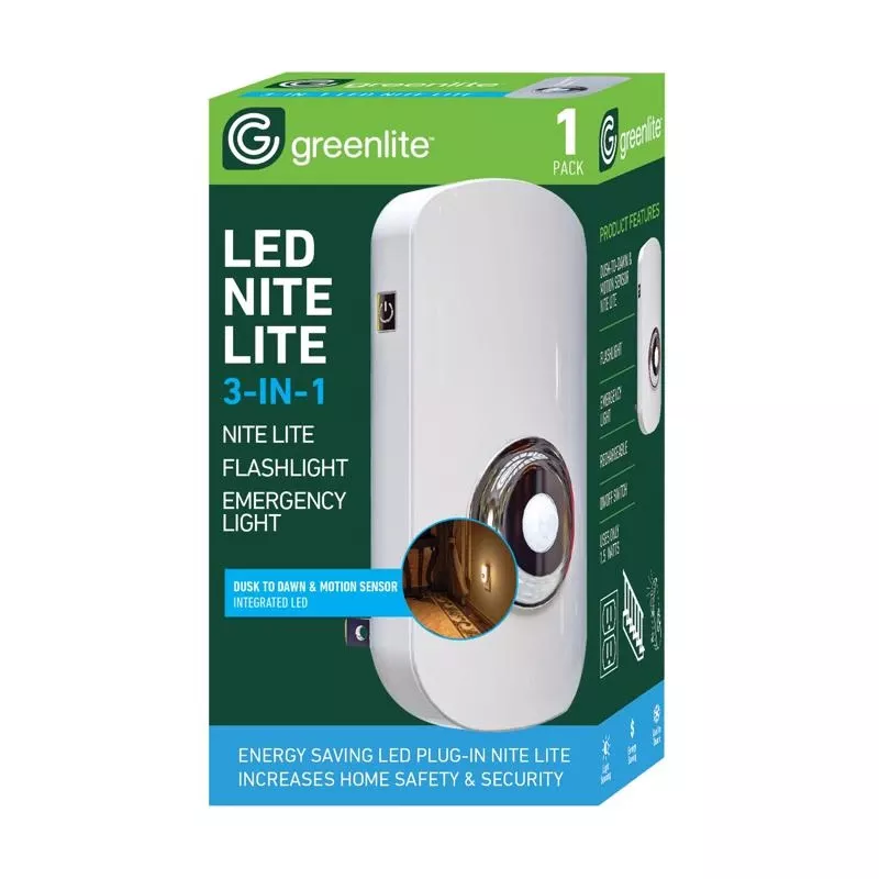 Greenlite 3-in-1 Led Night Light With Sensor, Automatic/manual Plug-in