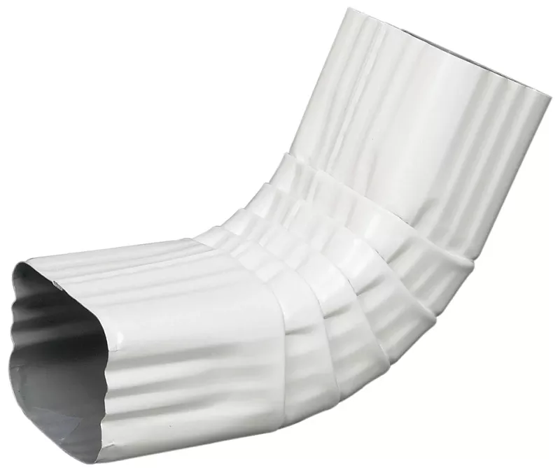 Gutter Front Elbow, Style A, 75 Degree, White Aluminum, 3 X 4 In.