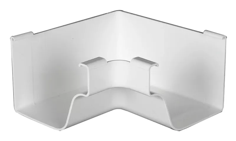 Gutter Inside Miter, K-style, Traditional, Vinyl, White, 5-in.