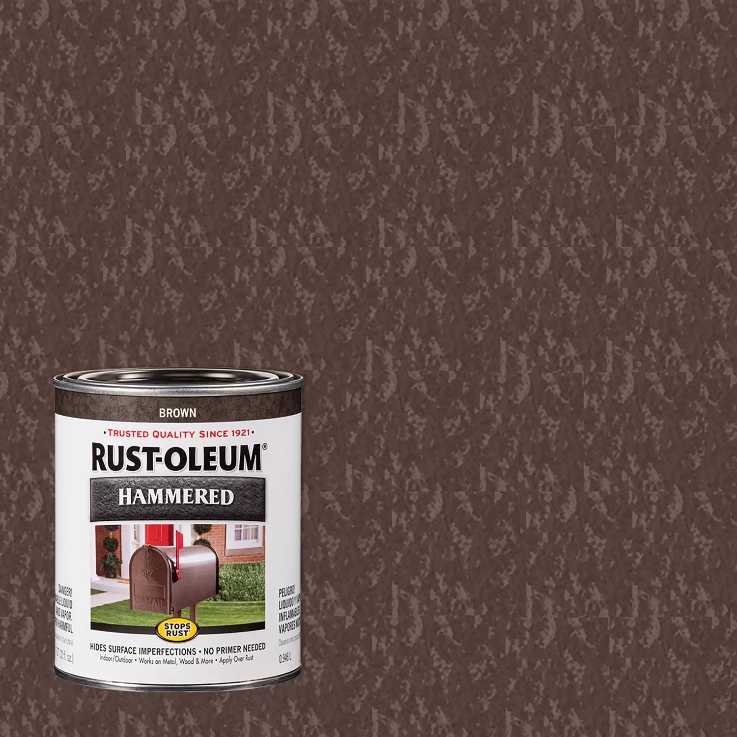 Hammered Rust Preventative Paint, Brown, Qt.