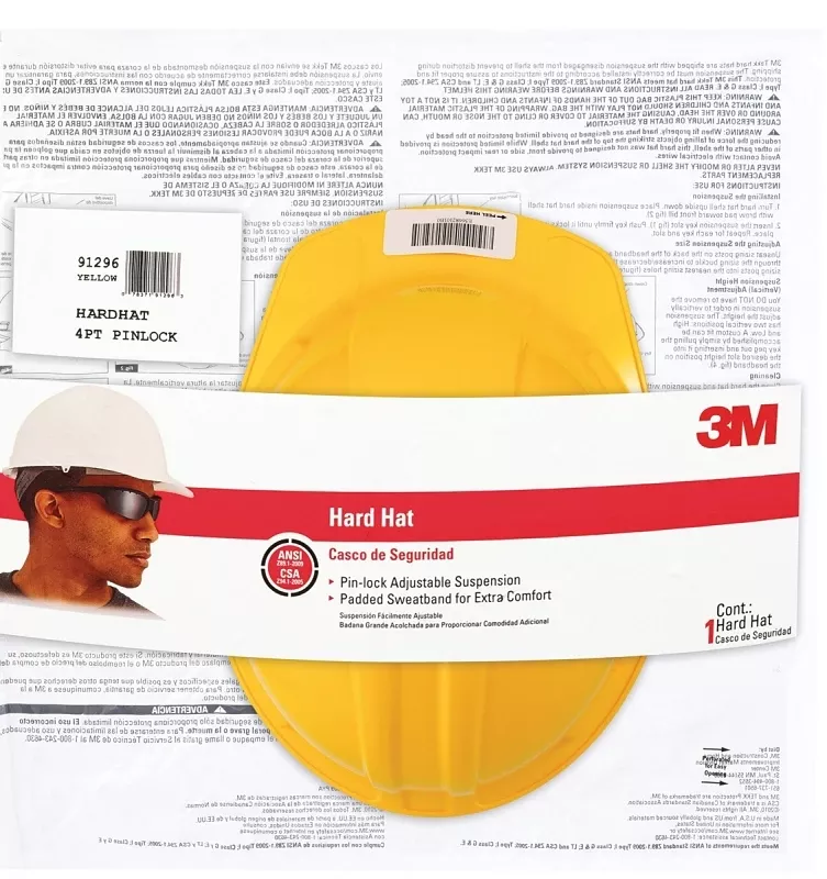 Hard Hat Vented Cap Style, Pin-lock Adjustment, Yellow