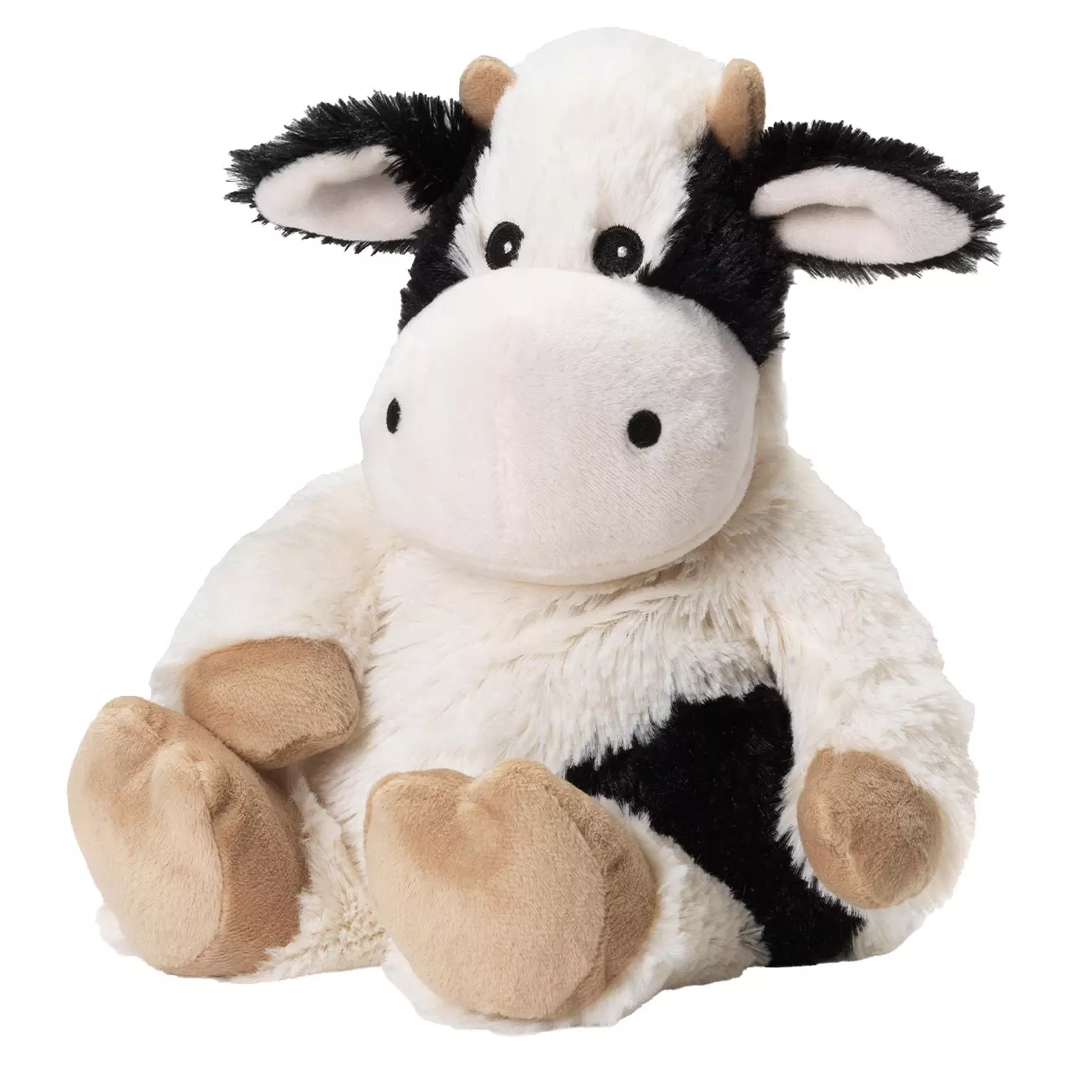 Heatable Plush Black And White Cow Stuffed Animal, 8.8" Length