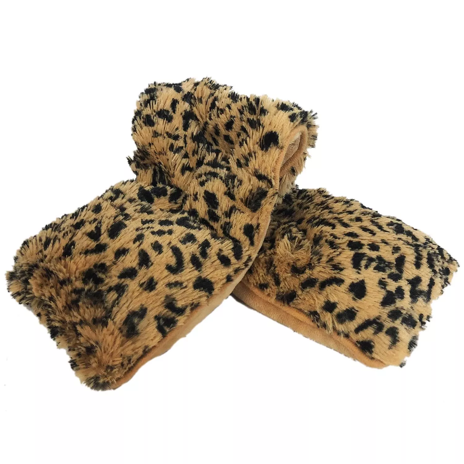 Heatable Plush Neck Wrap Black/brown Leopard Design 19" Length