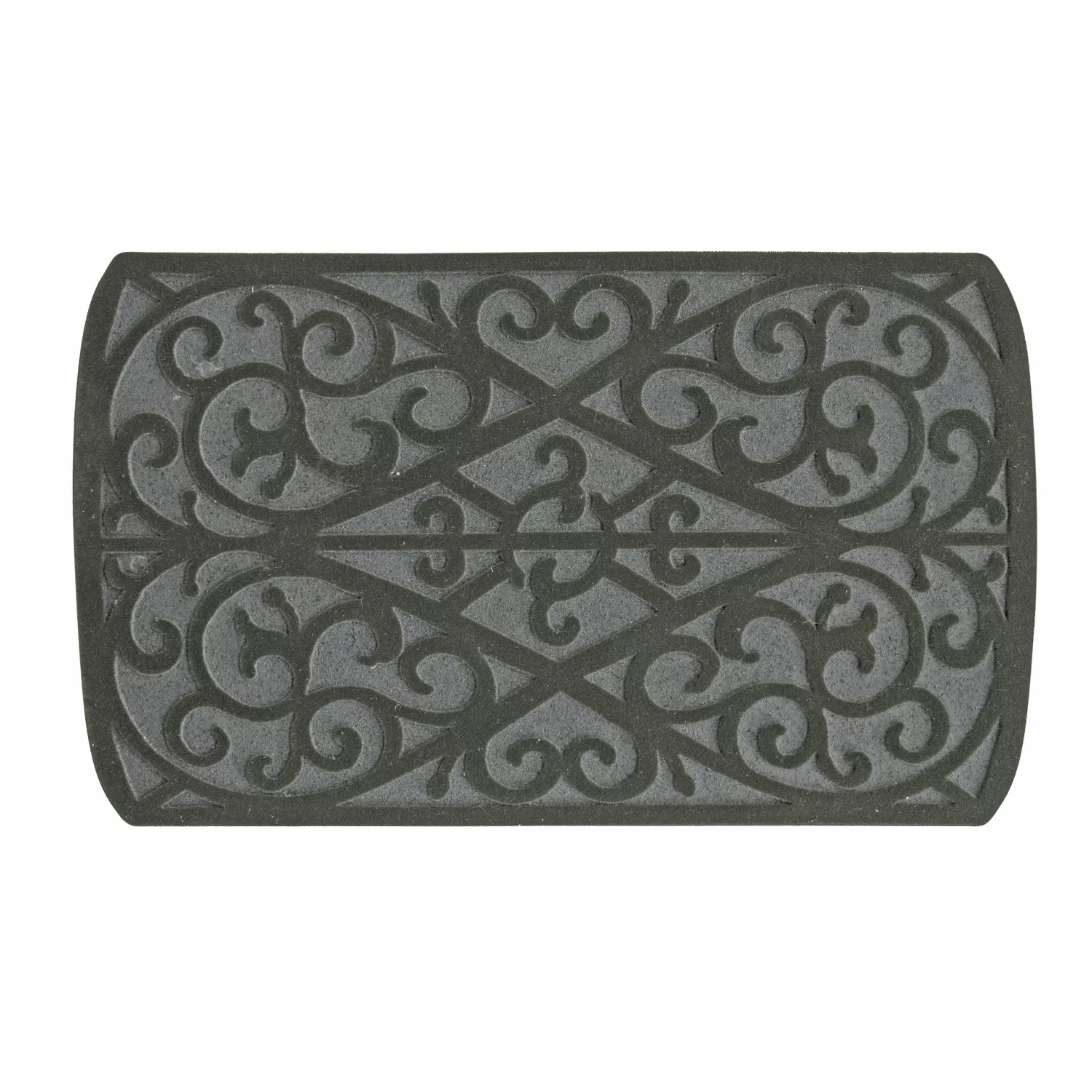 Heavy-duty Rubber Doormat, Scroll Design, Gray, 18 X 30 In.