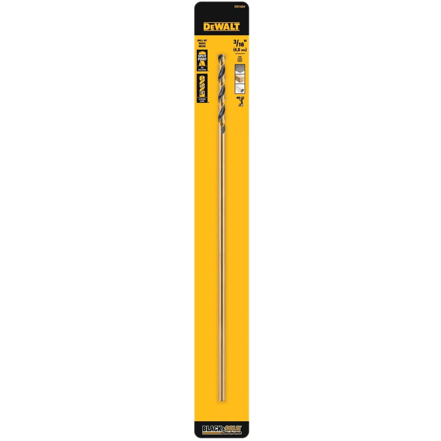 High-speed Split-point Steel Drill Bit, 3/16 X 12 In.