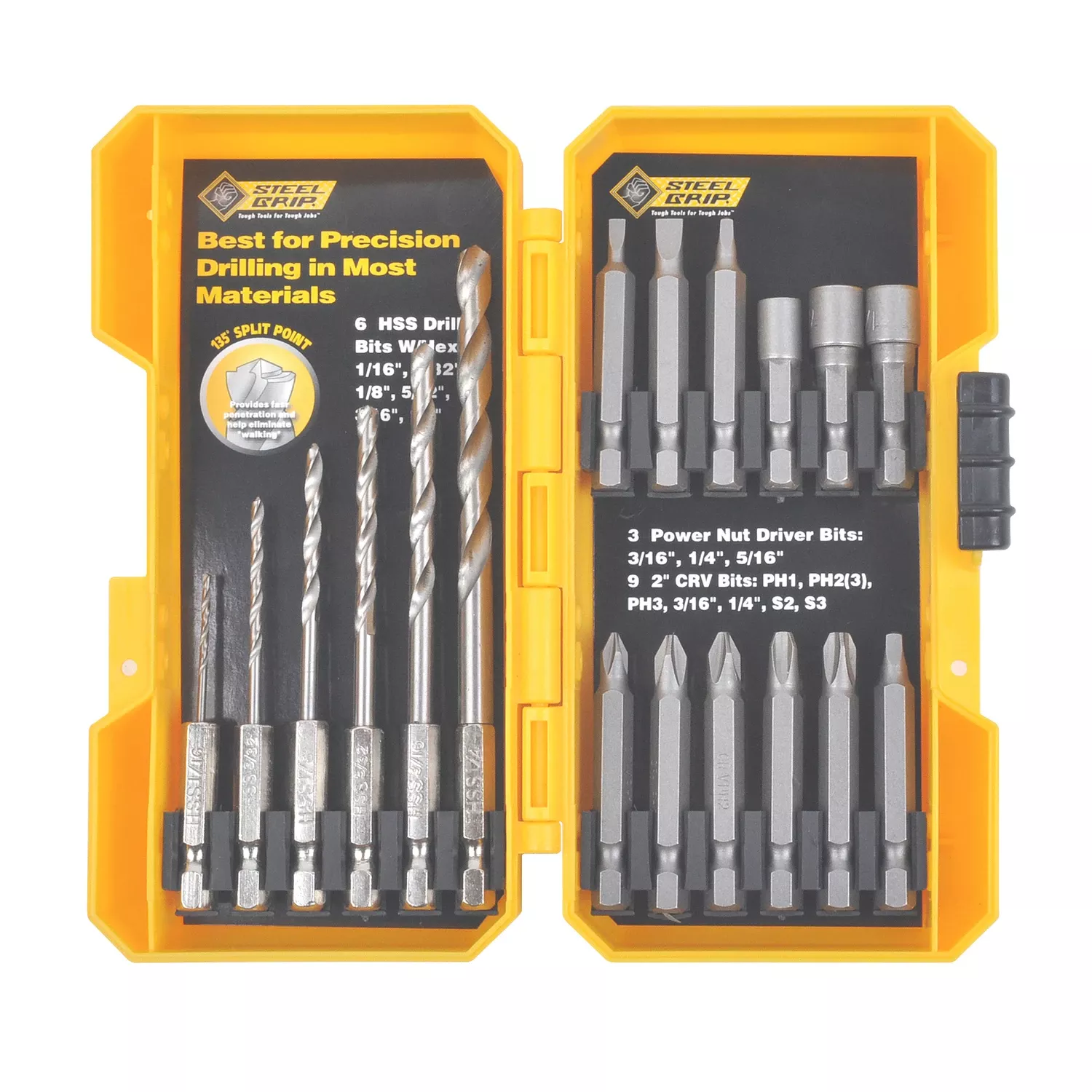 High Speed Steel Drill And Driver Bit Set 18 Piece Hex Shank