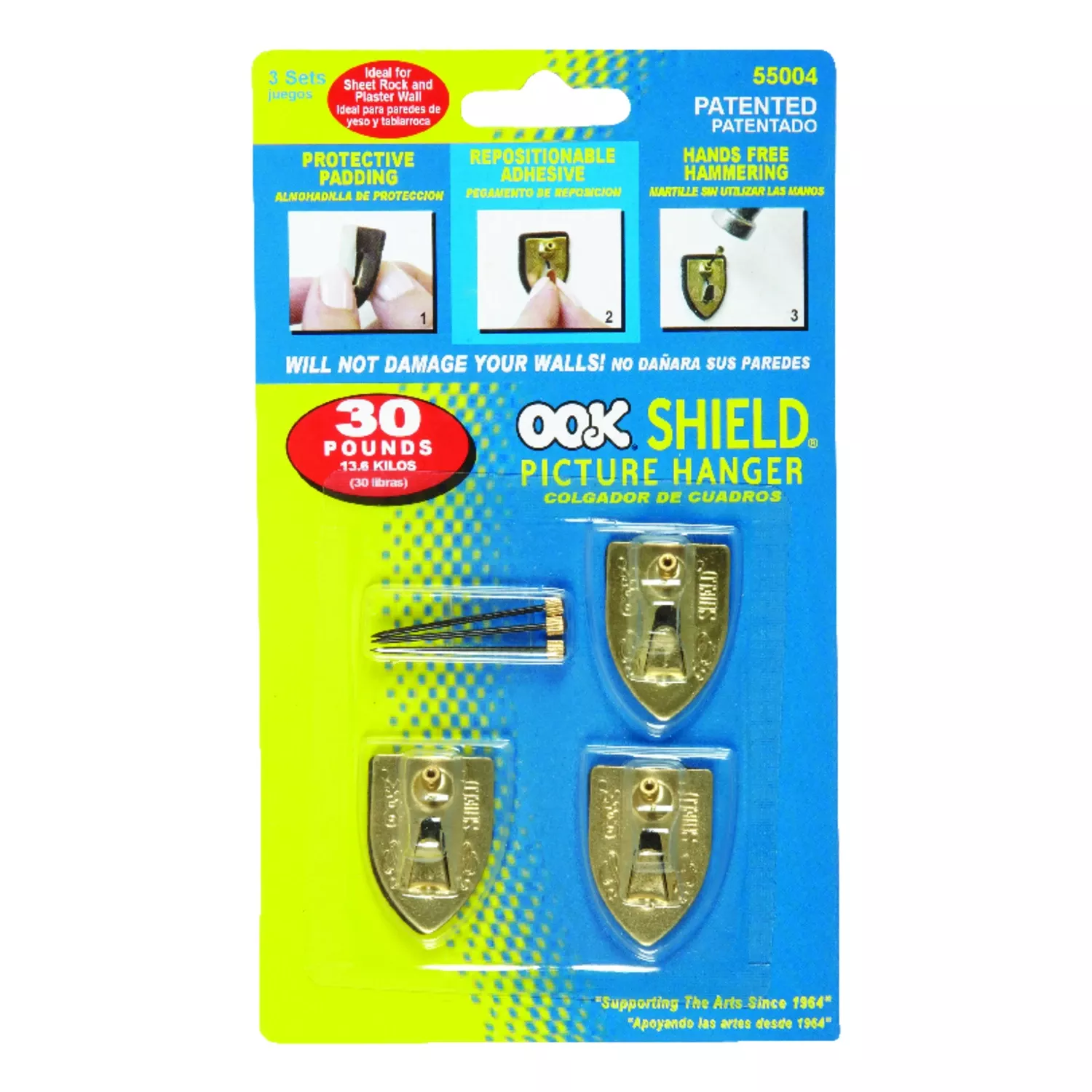 Hillman Ook Shield Picture Hanger 30 Lb 3 Pk