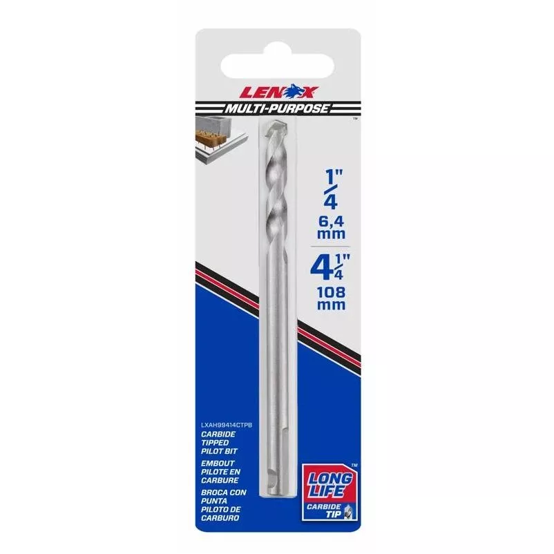 Hole Saw Pilot Drill Bit, Quick Change, High Speed Steel, 4-1/4 X 3/8 In.