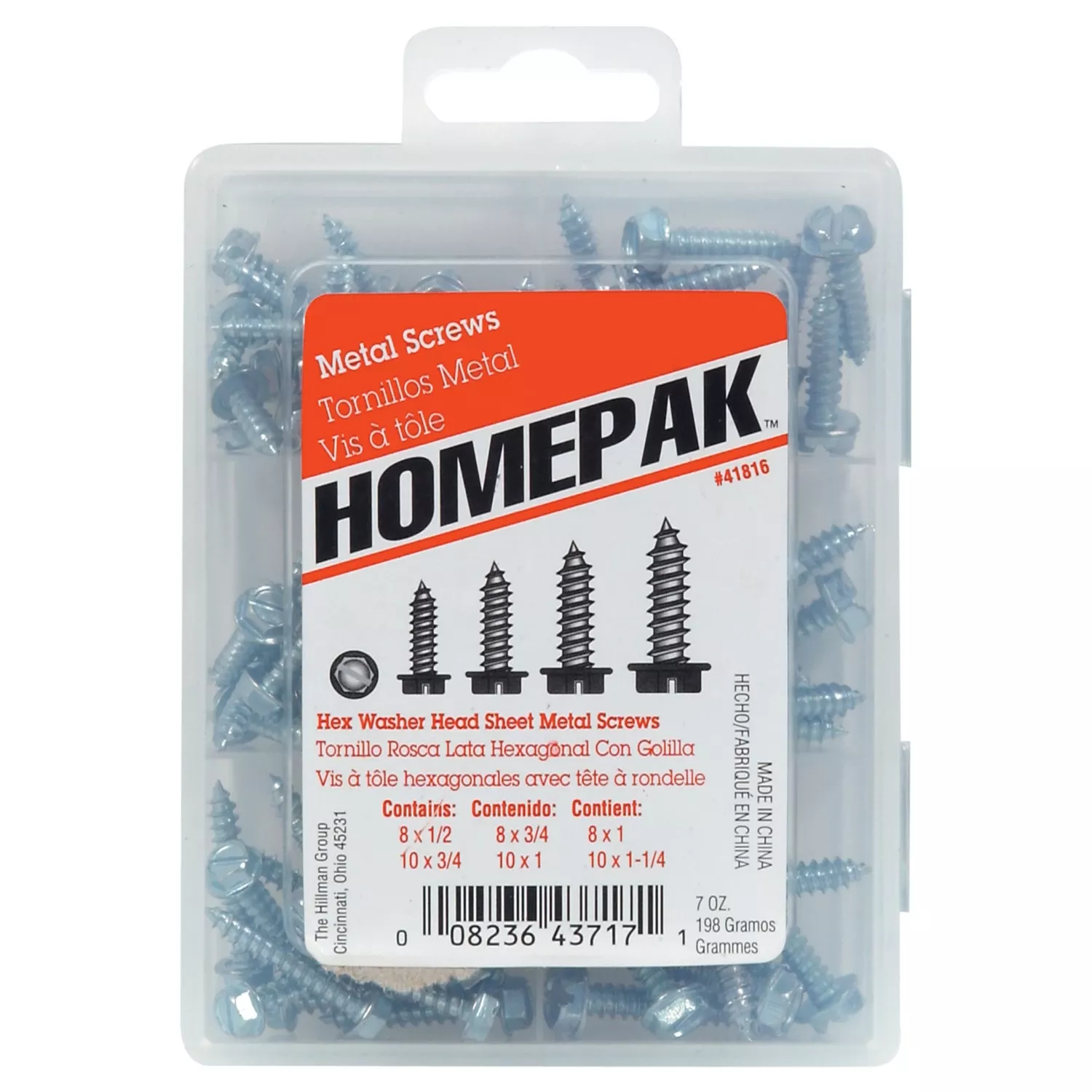 Homepak Assorted Slotted Hex Head Sheet Metal Screw Kit - Model 41816