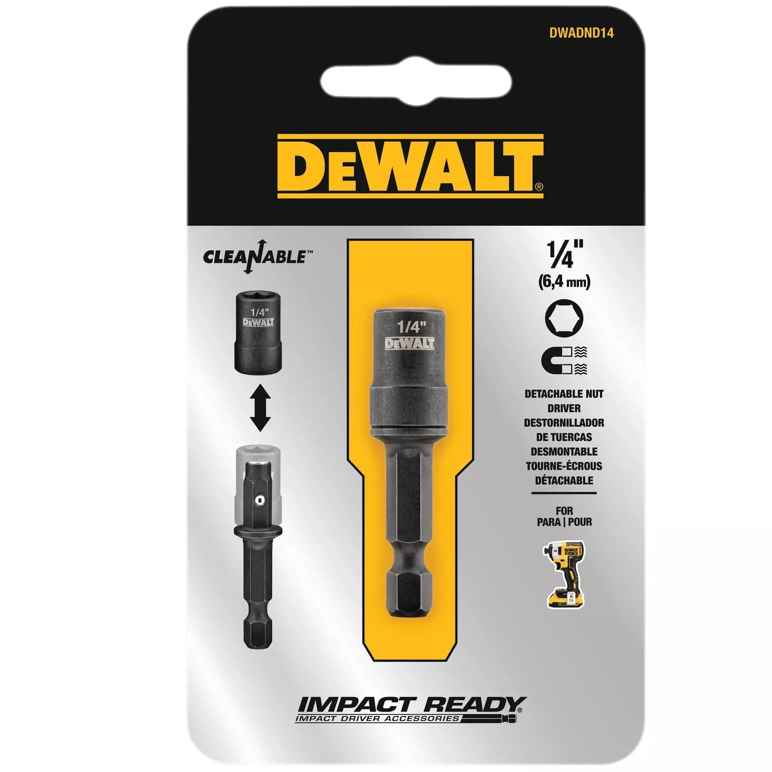 Impact Ready Detachable Nut Driver, 1/4 In.