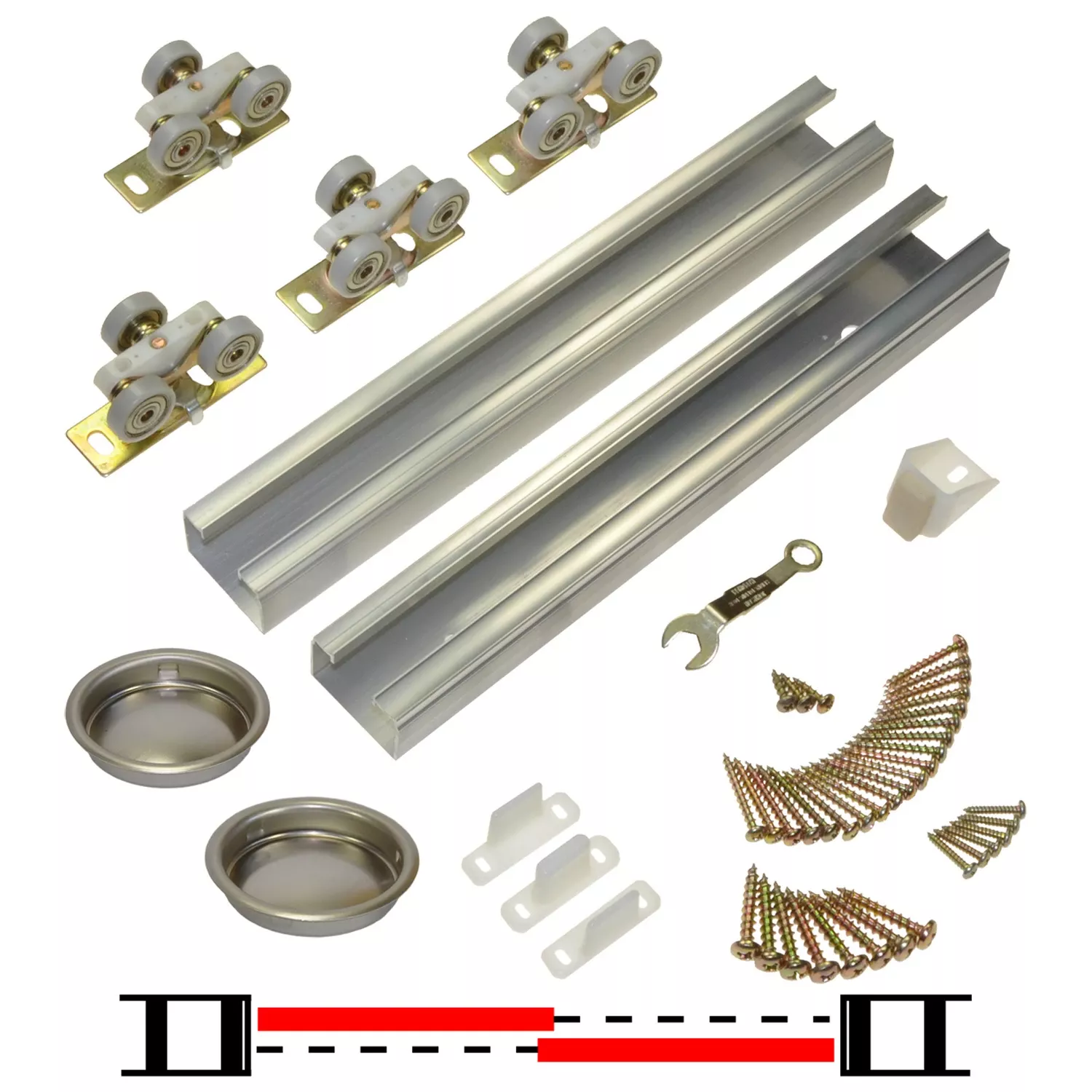 Johnson Hardware 48 In. L Aluminum By-pass Door Hardware Set 10 Pk