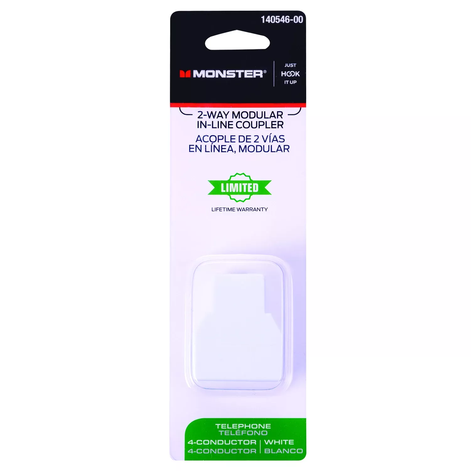 Just Hook It Up 0 Ft. L White 2-way In Line Coupler Model 140546-00