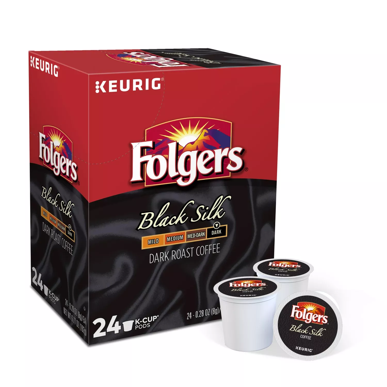Keurig Folgers Black Silk Coffee K-cups 24 Pk
