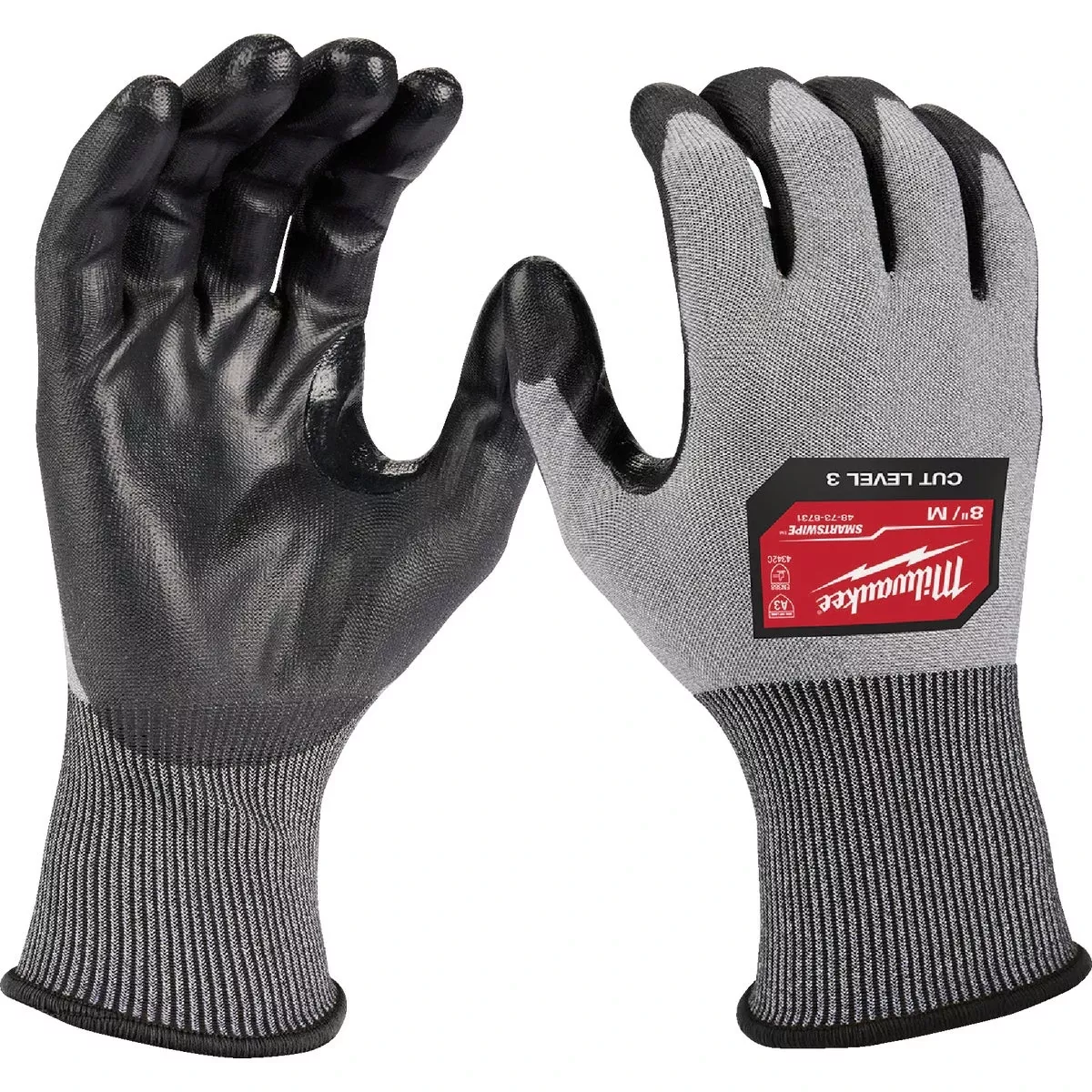 Large Cut Level 3 High Dexterity Polyurethane Dipped Gloves - Gray