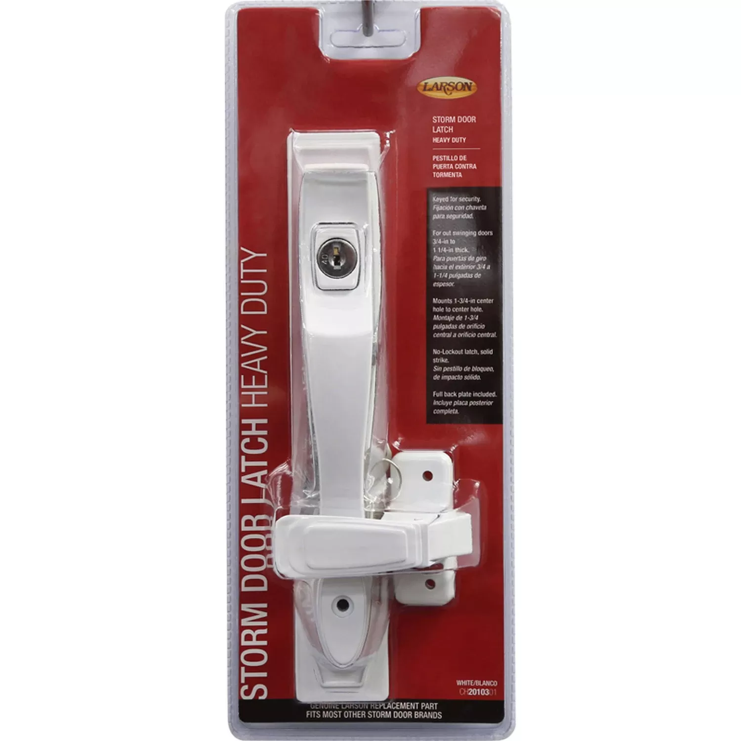 Larson Heavy Duty Zinc-plated White Zinc Push Button Keyed Latch 1 Pk