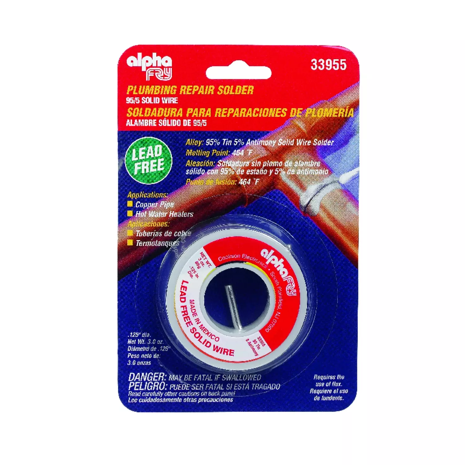 Lead-free Plumbing Solder, .125-in., 3-oz.