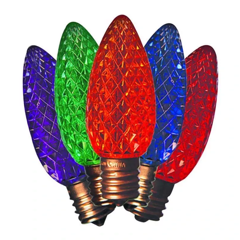 Led C9 Multicolored Replacement Christmas Light Bulbs 25 Count