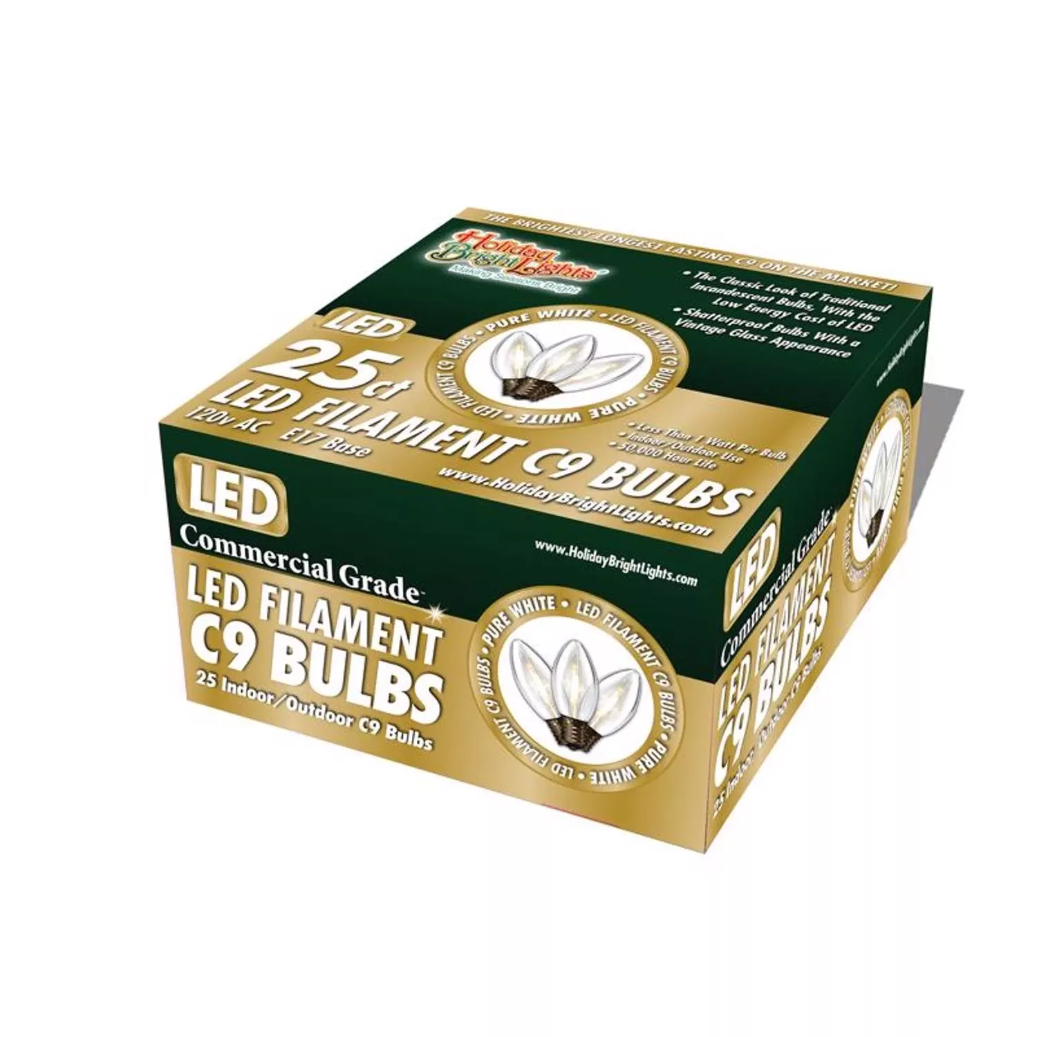 Led C9 Pure White Replacement Christmas Light Bulbs 25 Count