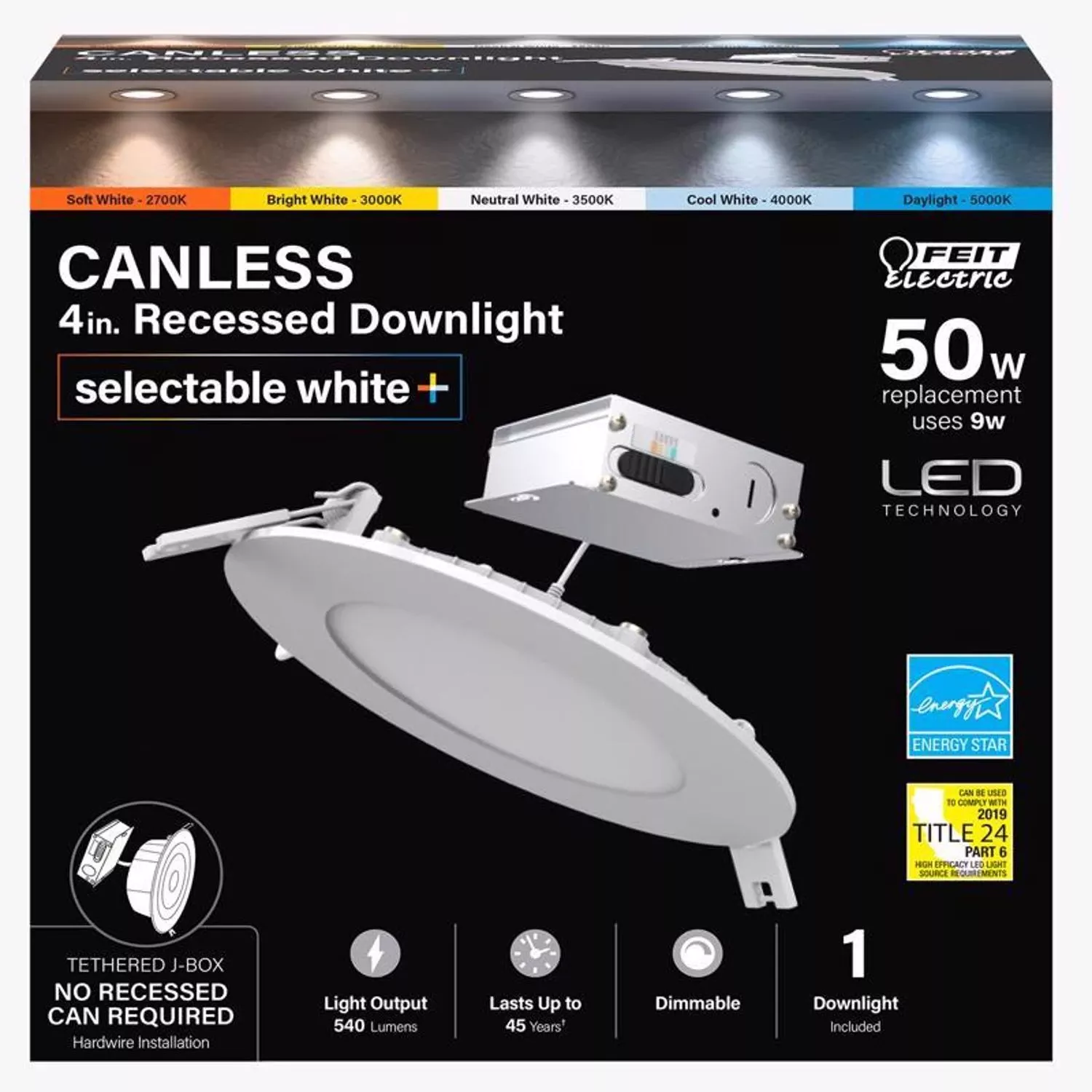 Led Canless Recessed Downlight 5 In. White 9 Watt Energy Saving Fixture