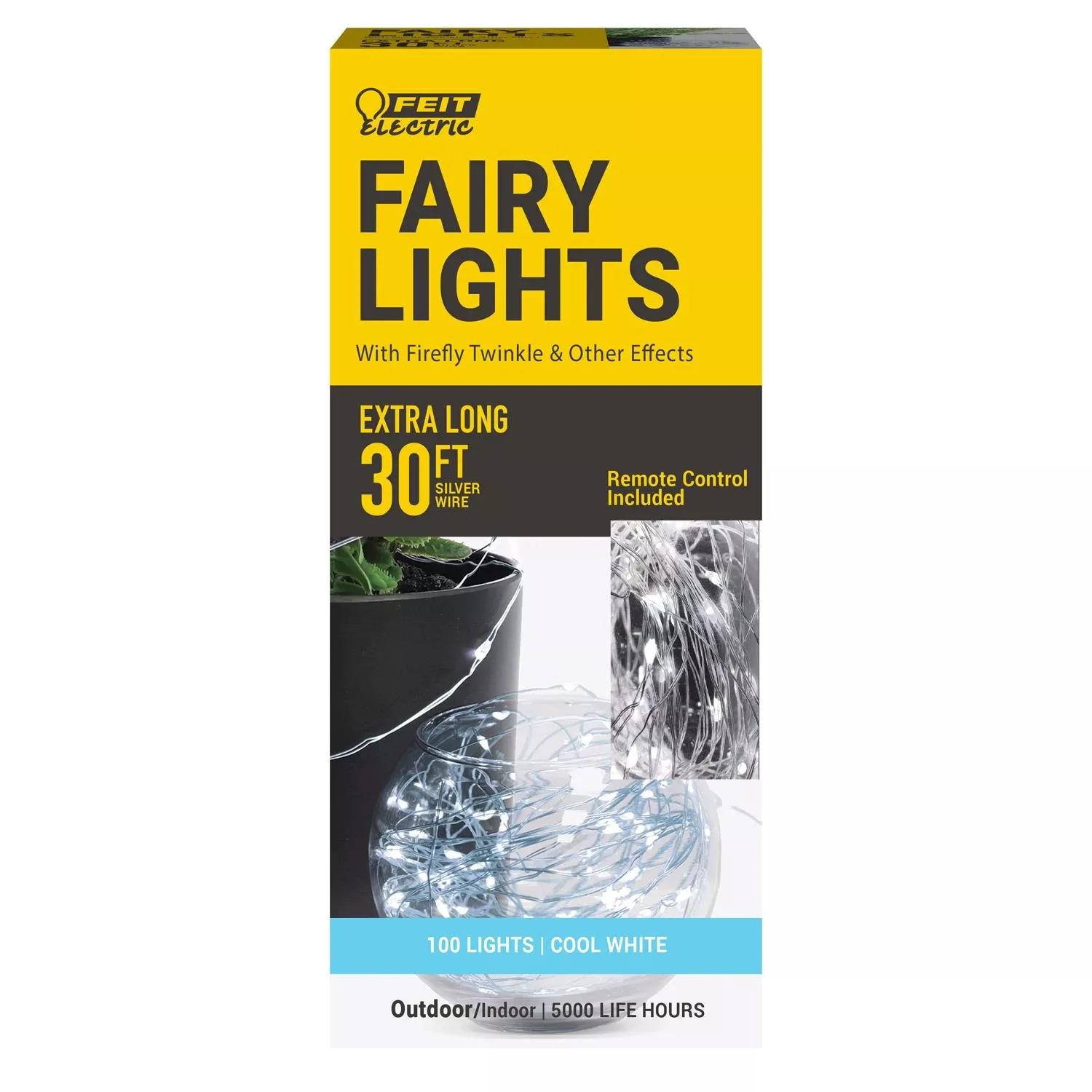 Led Fairy String Lights Cool White 30 Ft. 100 Lights Battery-powered
