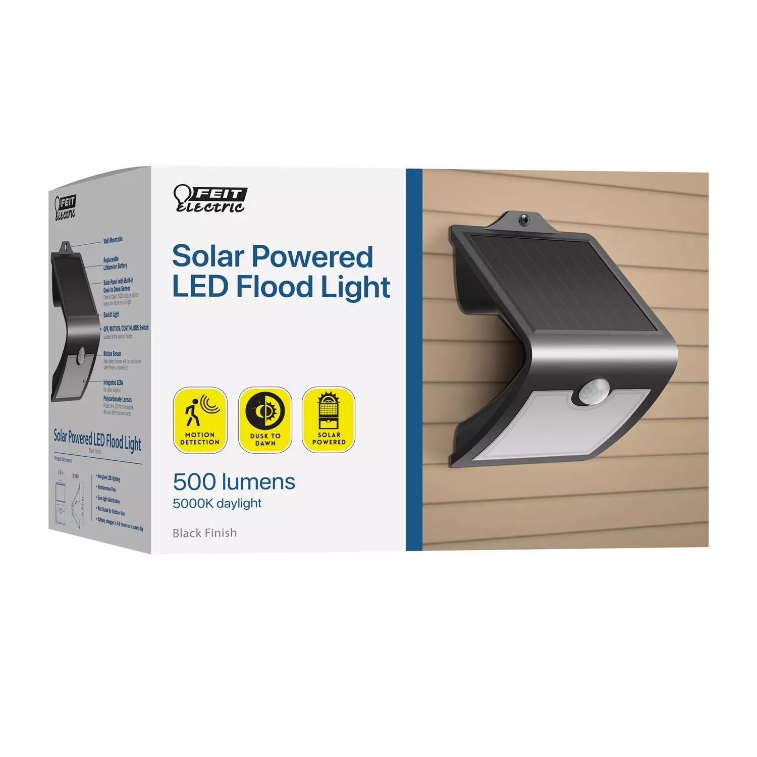 Led Motion-sensing Solar Powered Black Security Light Model Sv6/500/sol/blk