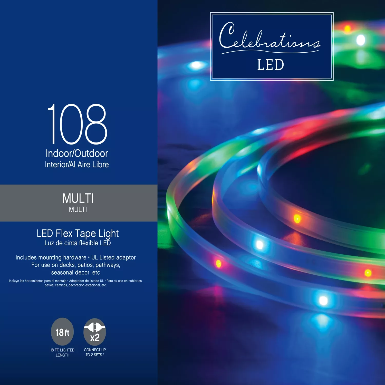 Led Multicolored 108 Count Rope Christmas Lights 18 Feet