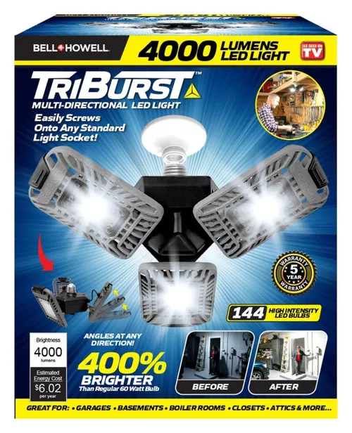 LED- Tri Panel- High Intensity Light- 4000 Lumens- 6500K- 120 VAC