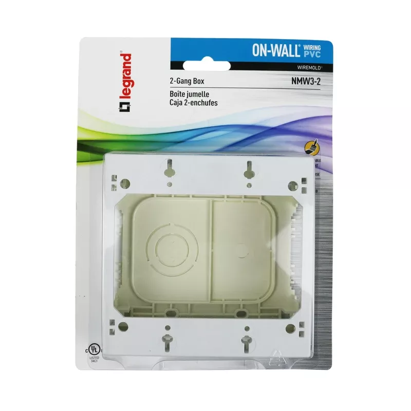 Legrand Rectangle Plastic 2 Gang Outlet Box White