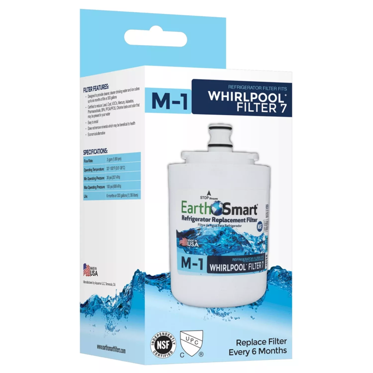 M1 Refrigerator Filter Fits Whirlpool 7