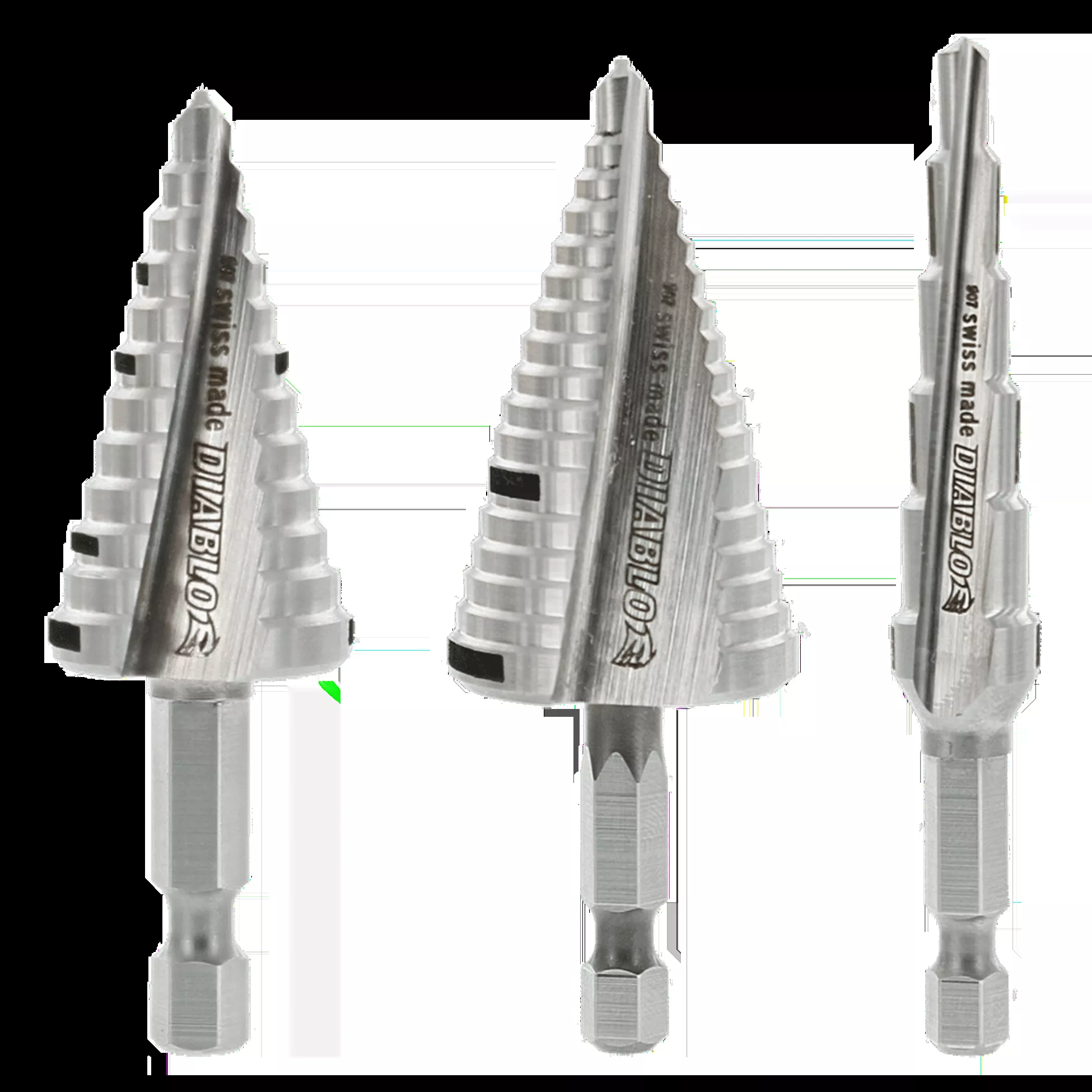 M2 Steel Impact Strong Step Drill Bit Set Hex Shank 3 Pieces