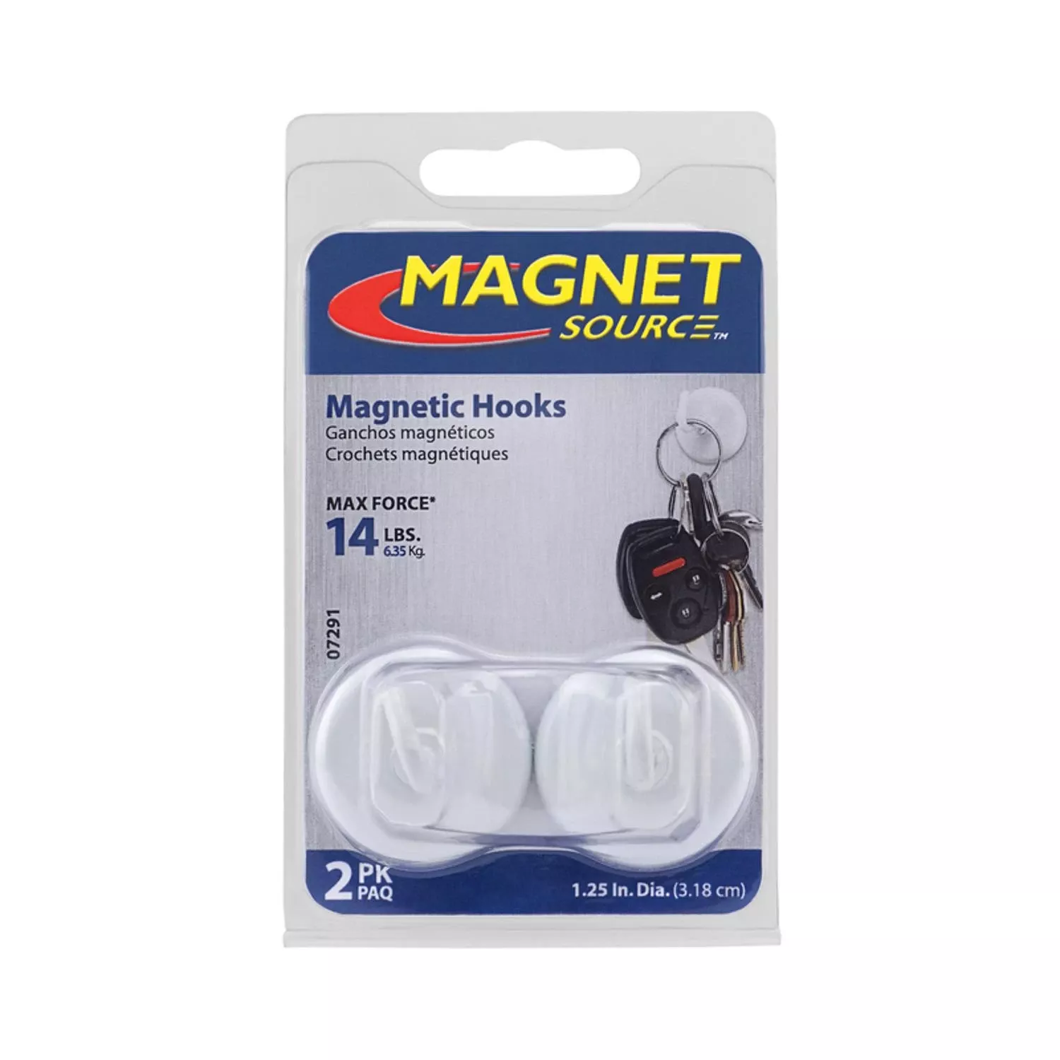 Magnet Source 1.4 In. L X 1.25 In. W White Magnetic Hooks 14 Lb. Pull 2 Pk