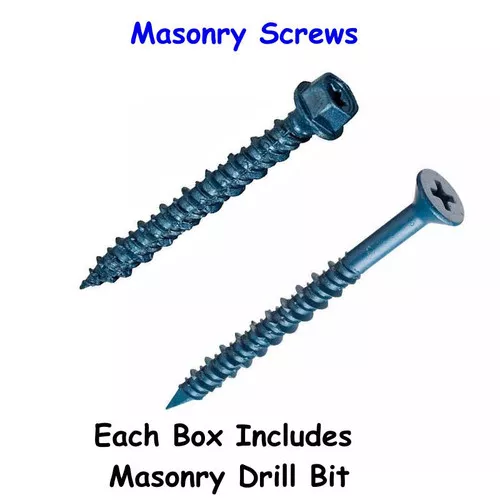 Masonry Screw- Flat Head- 3/16" x 1 3/4"- 100 Pack