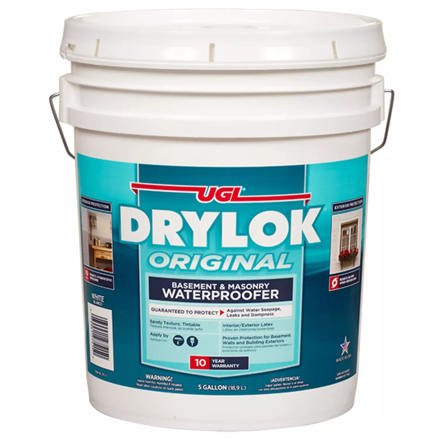 Masonry Waterproofing Paint, Latex, White, 5 Gallons