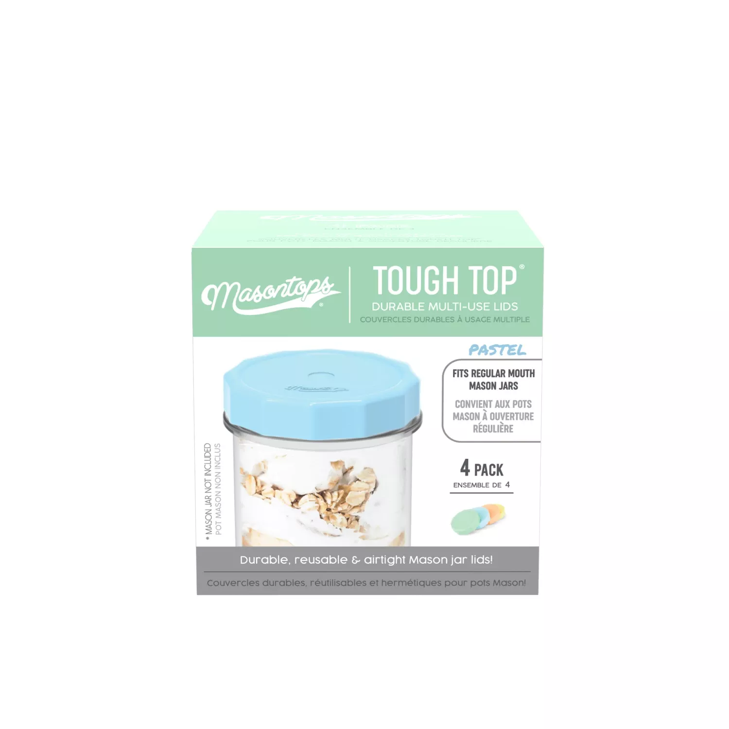 Masontops Tough Top Regular Mouth Mason Jar Lid 4 Pk