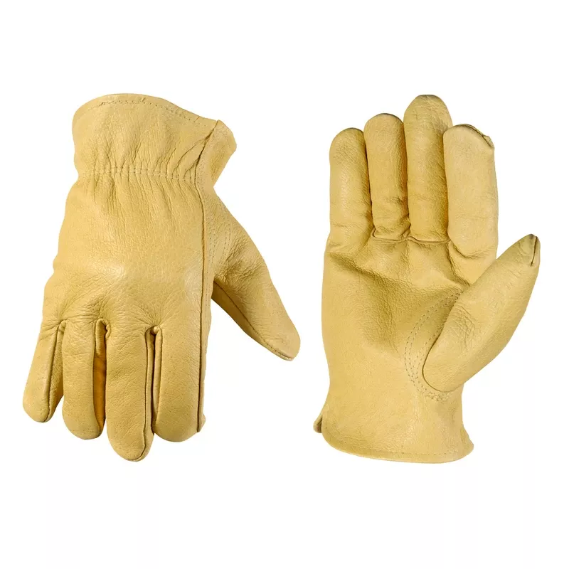Men's Driver Work Gloves Cowhide Leather Medium Size