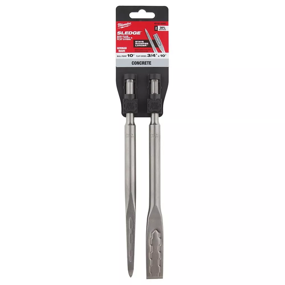 Milwaukee Sledge 10 In. L Forged Steel Chisel Bit Sds-plus Shank 2 Pc