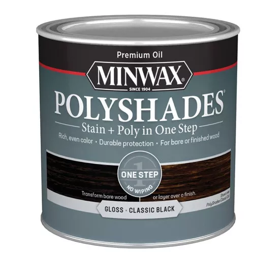 Minwax- PolyShades- Classic Black- Gloss- 1/2 Pint