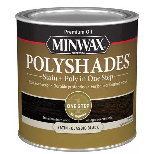 Minwax- PolyShades- Classic Black- Satin- 1/2 Pint