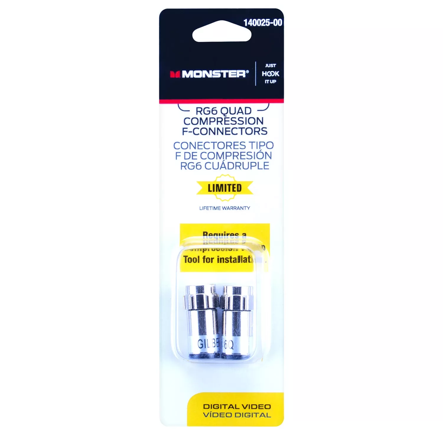 Monster Just Hook It Up Compression Rg6 Quad Compression Connector 2 Pk