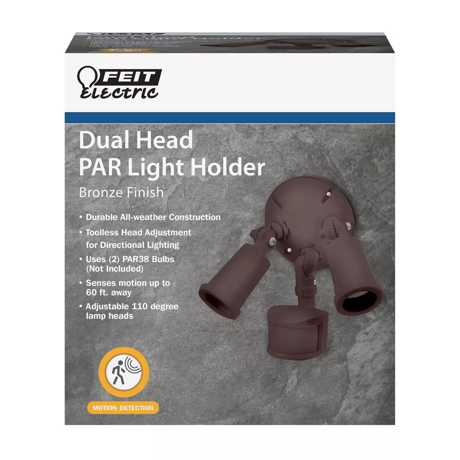 Motion-sensing 180 Degree Bronze Dual Floodlight Hardwired With Par38 Bulb