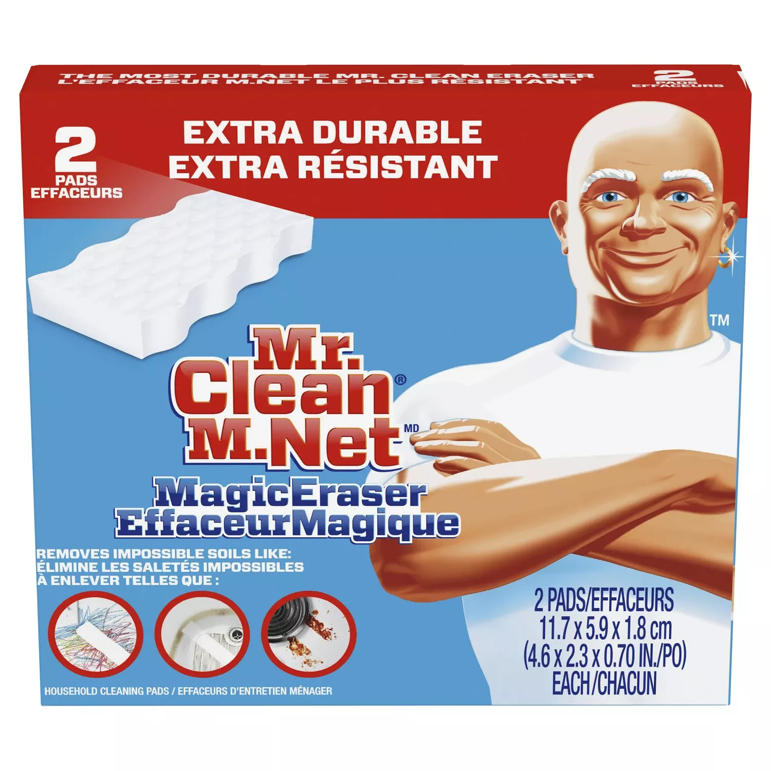Mr. Clean Xtra Power Heavy Duty Magic Eraser For Multi-purpose 4.6 In. L 2 Pk