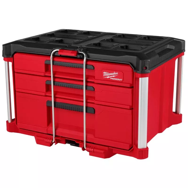 Multi-depth 3-drawer Tool Box, 50 Lb. Capacity, Red/black