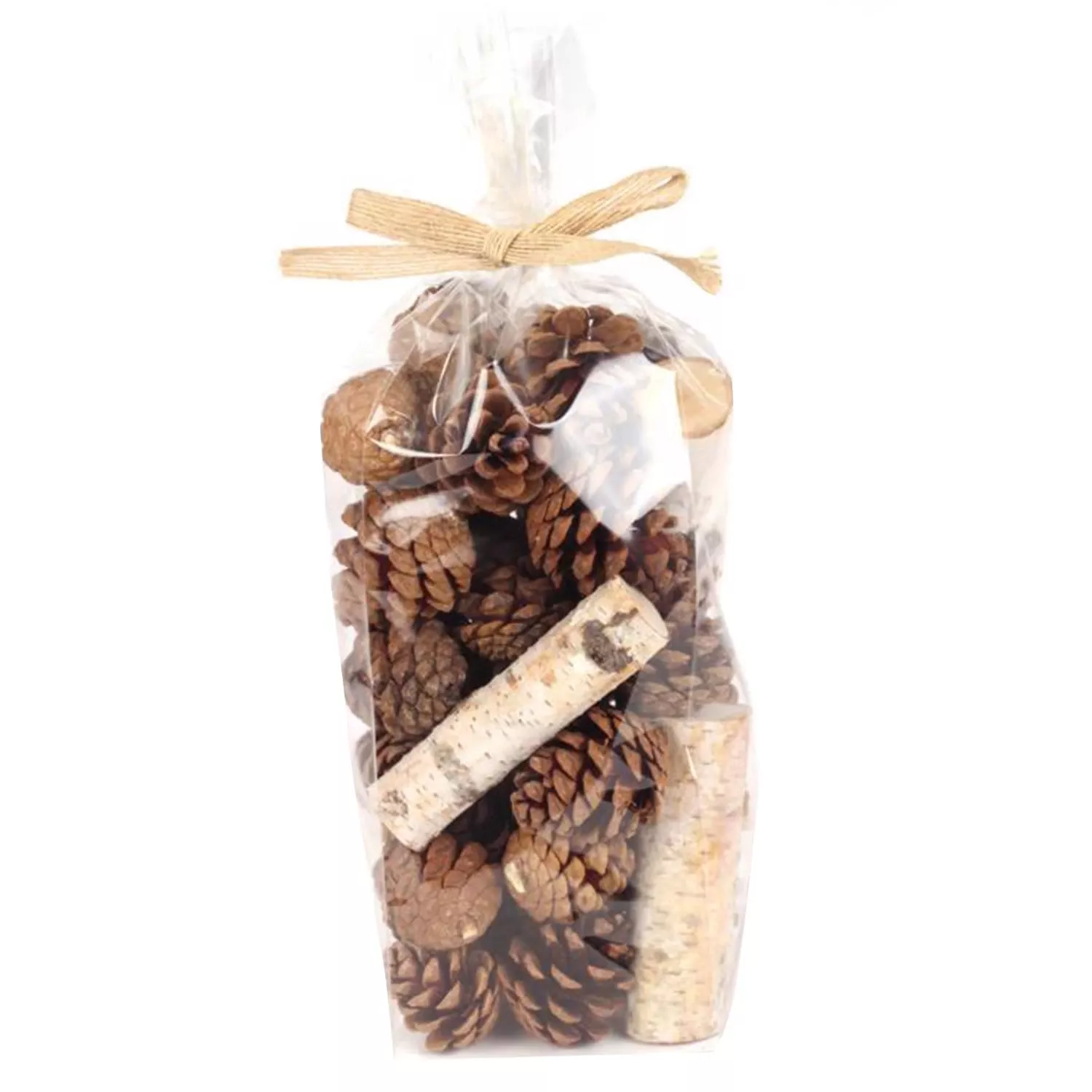 Natural Birch And Pinecone Centerpiece - 12" Height, Indoor Christmas Decor