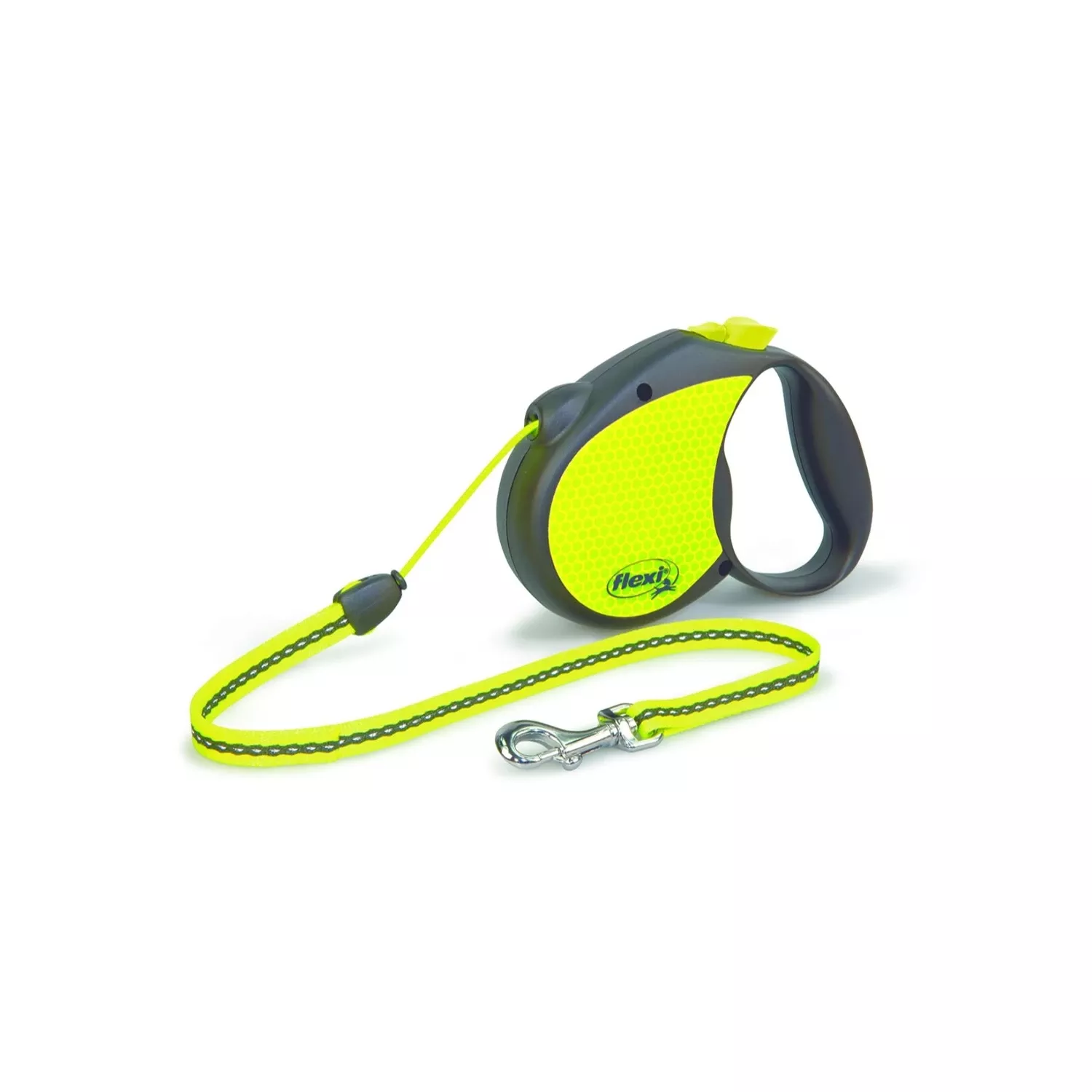 Neon Yellow Retractable Plastic Dog Leash Medium 16ft Reflective Design