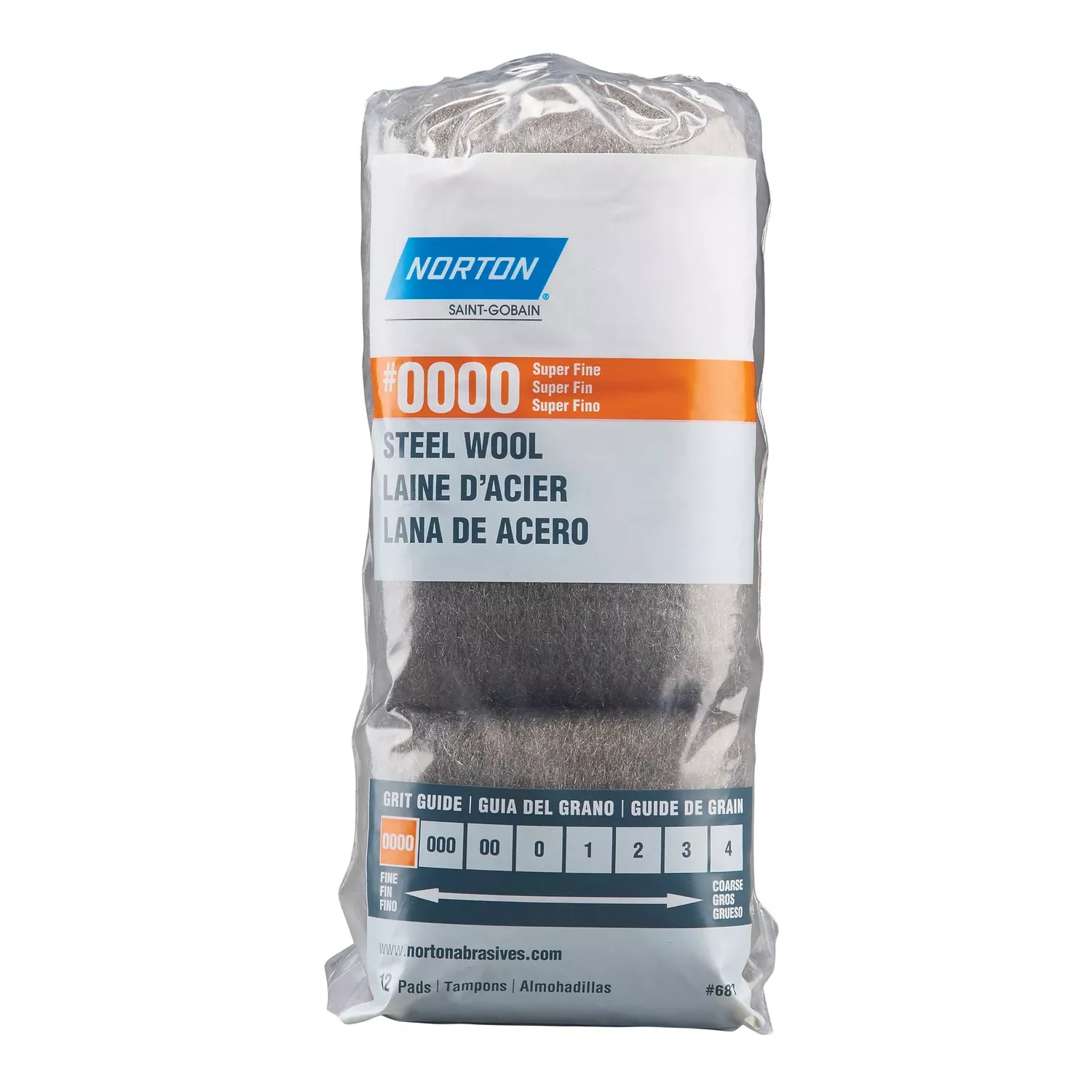 Norton 0000 Grade Super Fine Steel Wool Pad 12 Pk