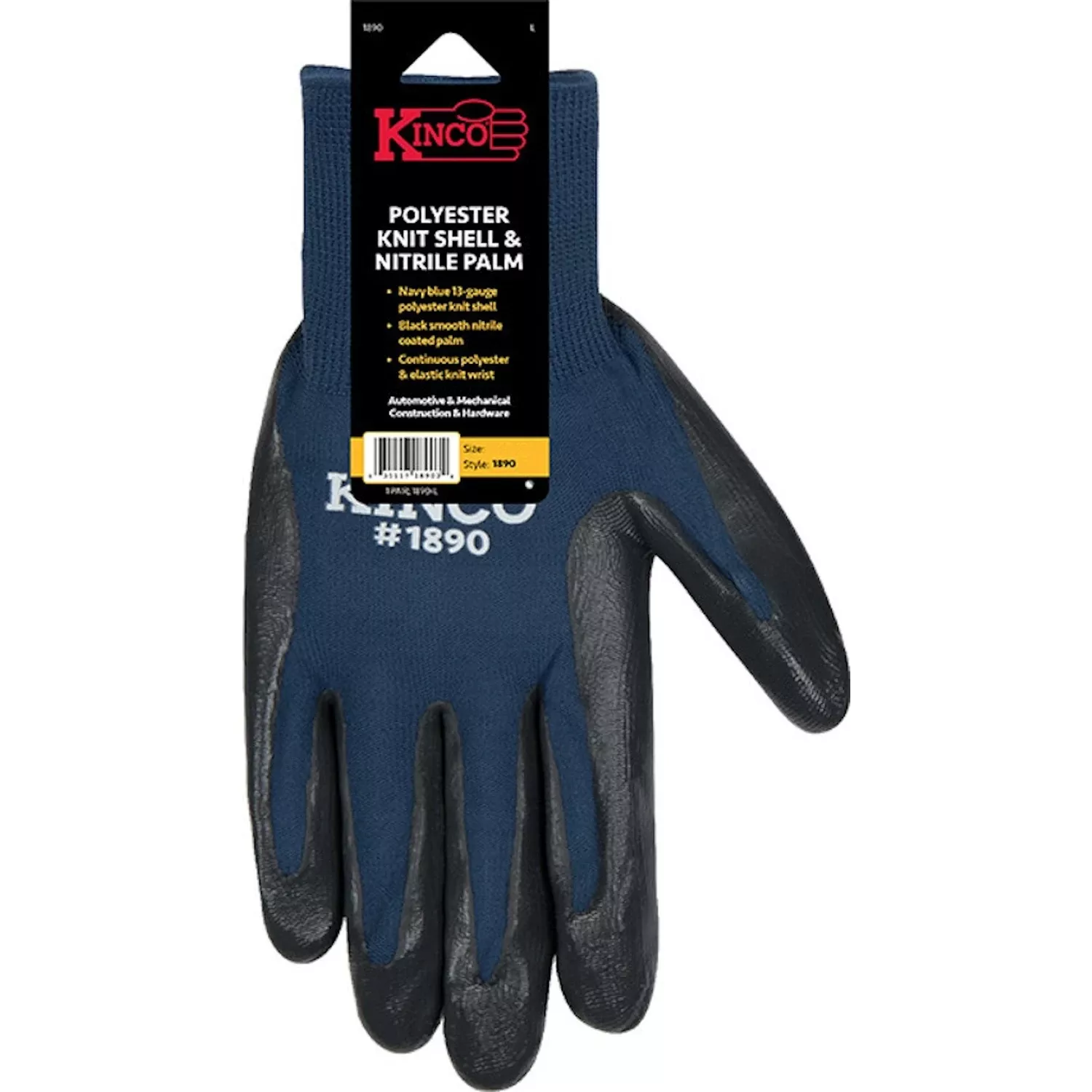Nylon Nitrile Coated Gripping Gloves, Navy Blue, M